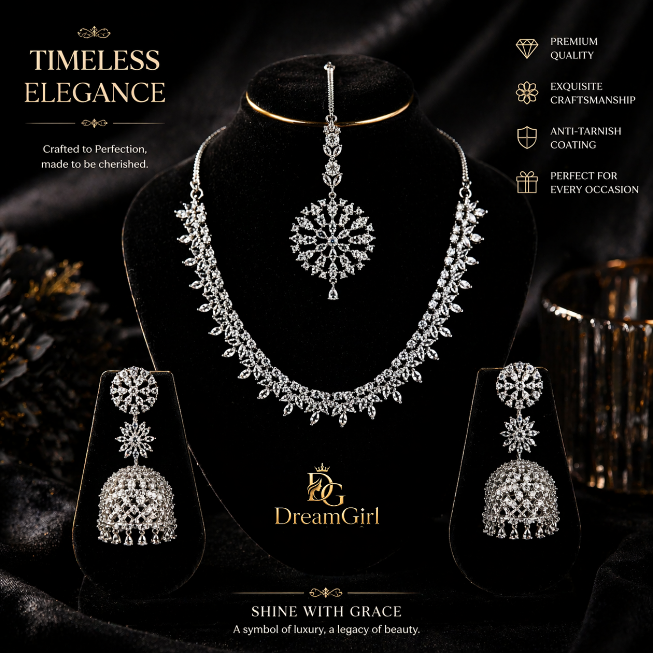 Premium AD stone necklace set