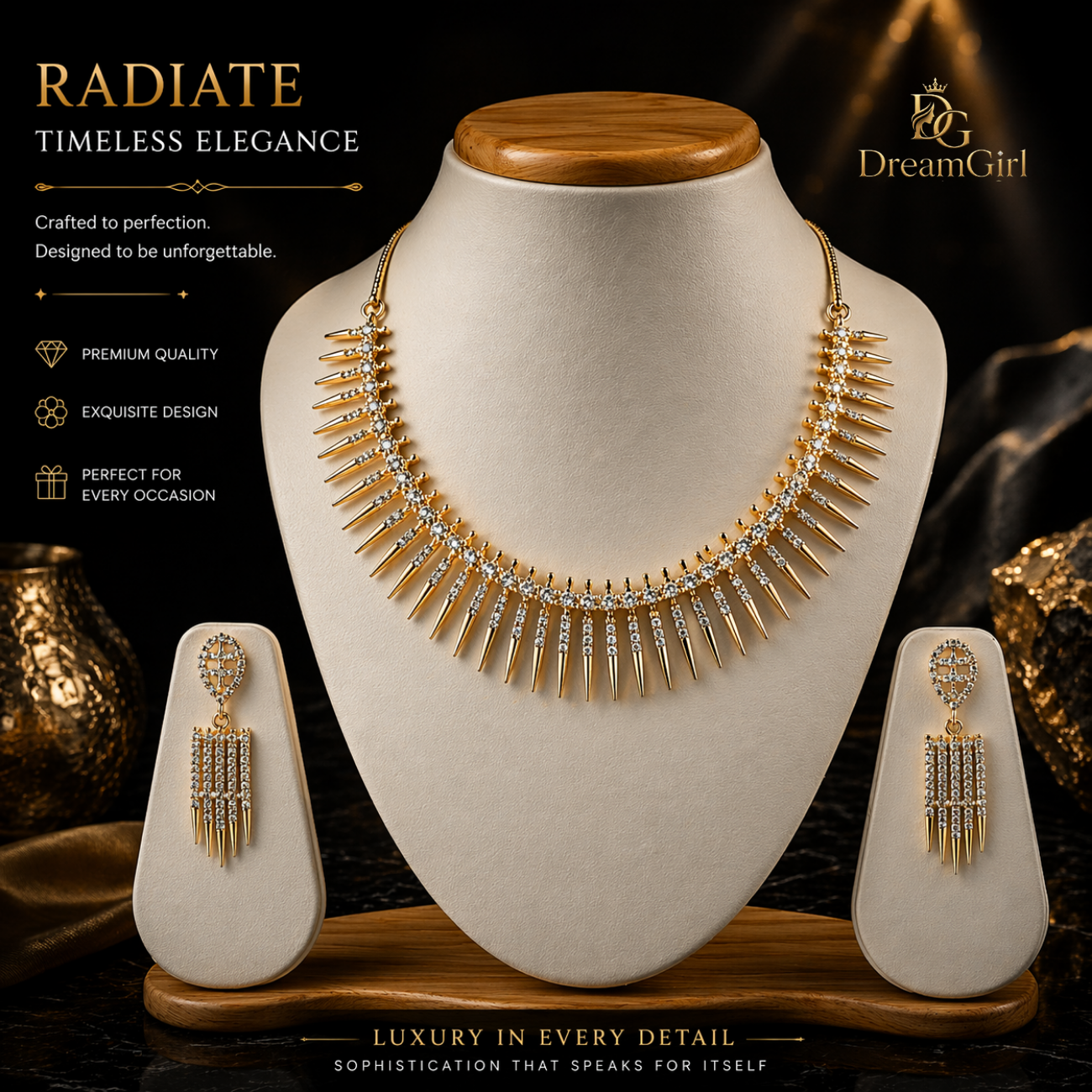 Premium rose gold stone necklace