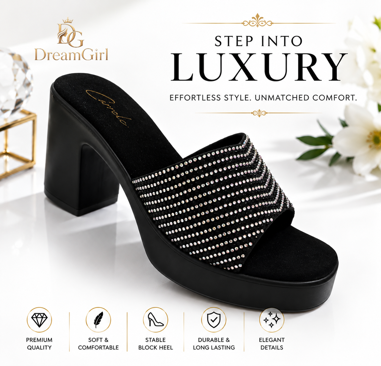 Black glitter sandal