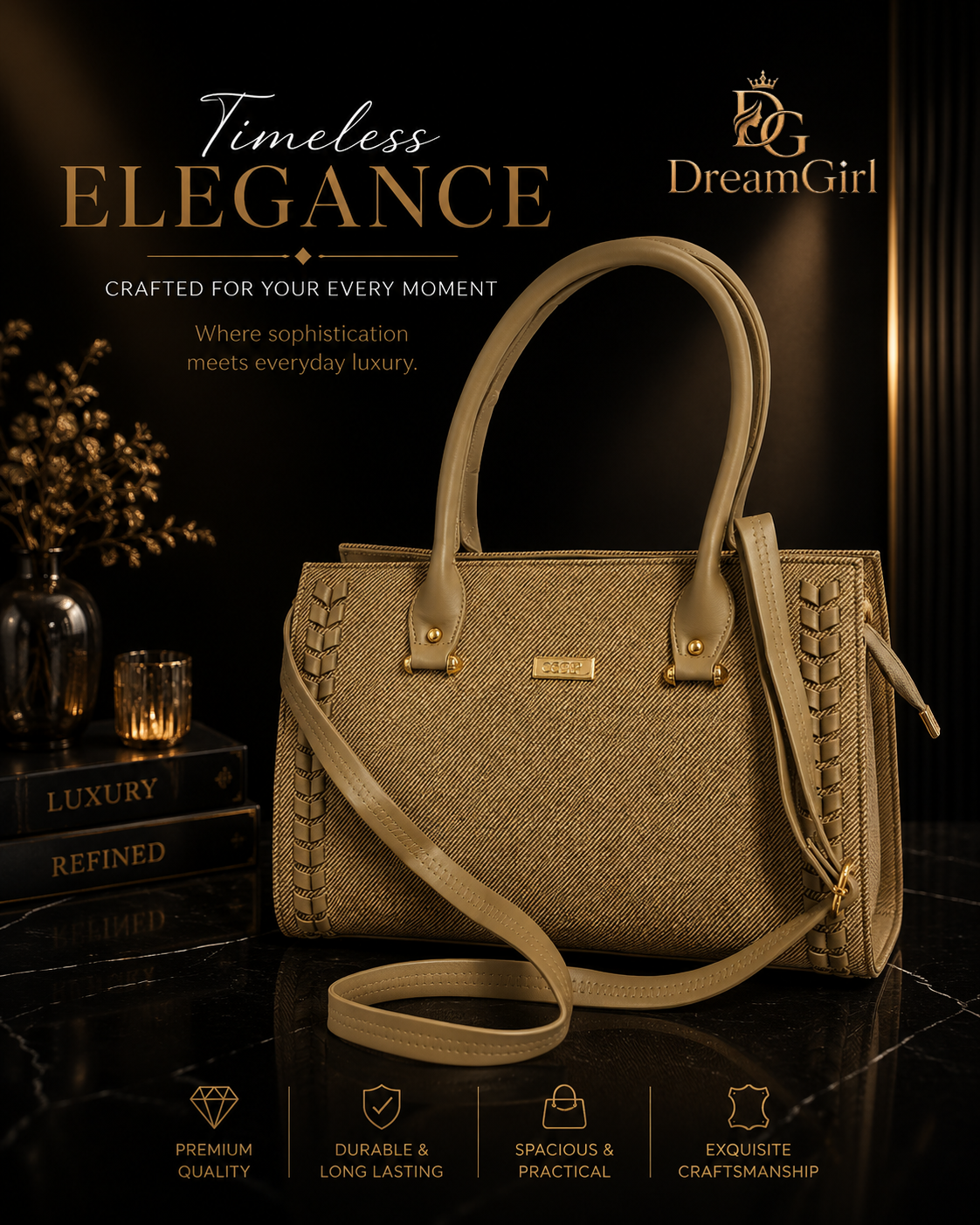 Structured handbag for women