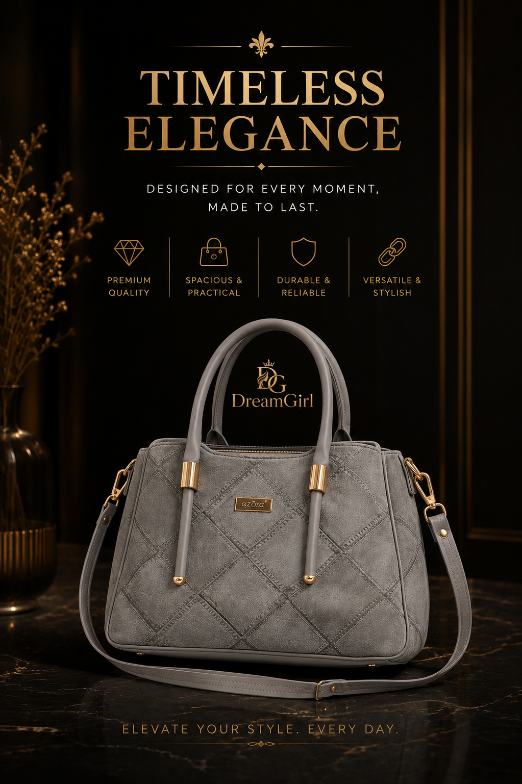 Grey handbag for women