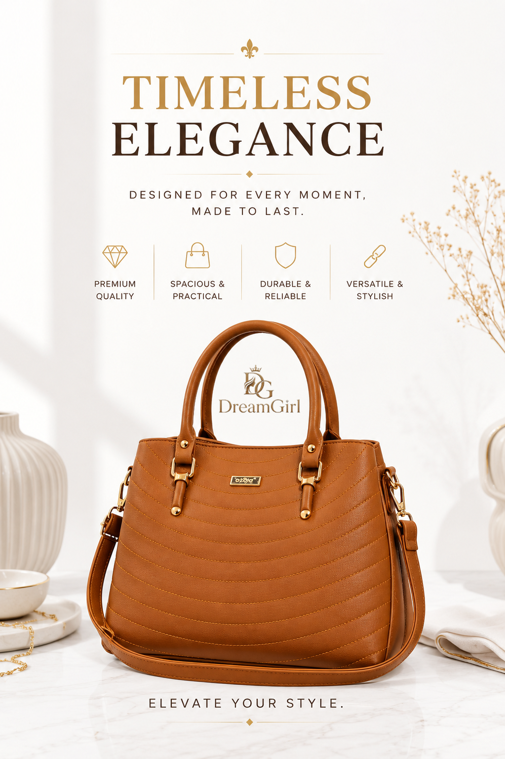 Orange stripped handbag