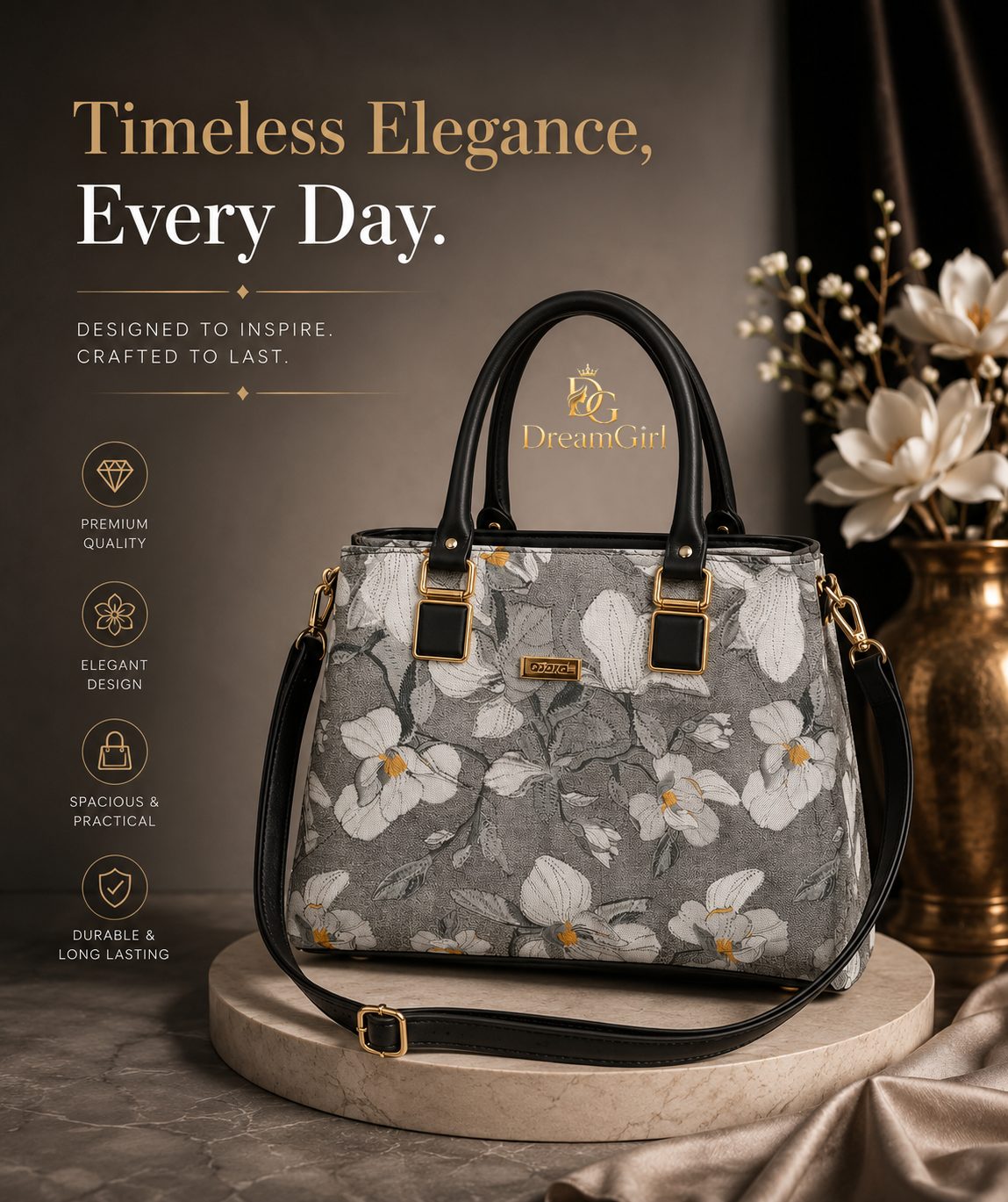 Floral print hanbag