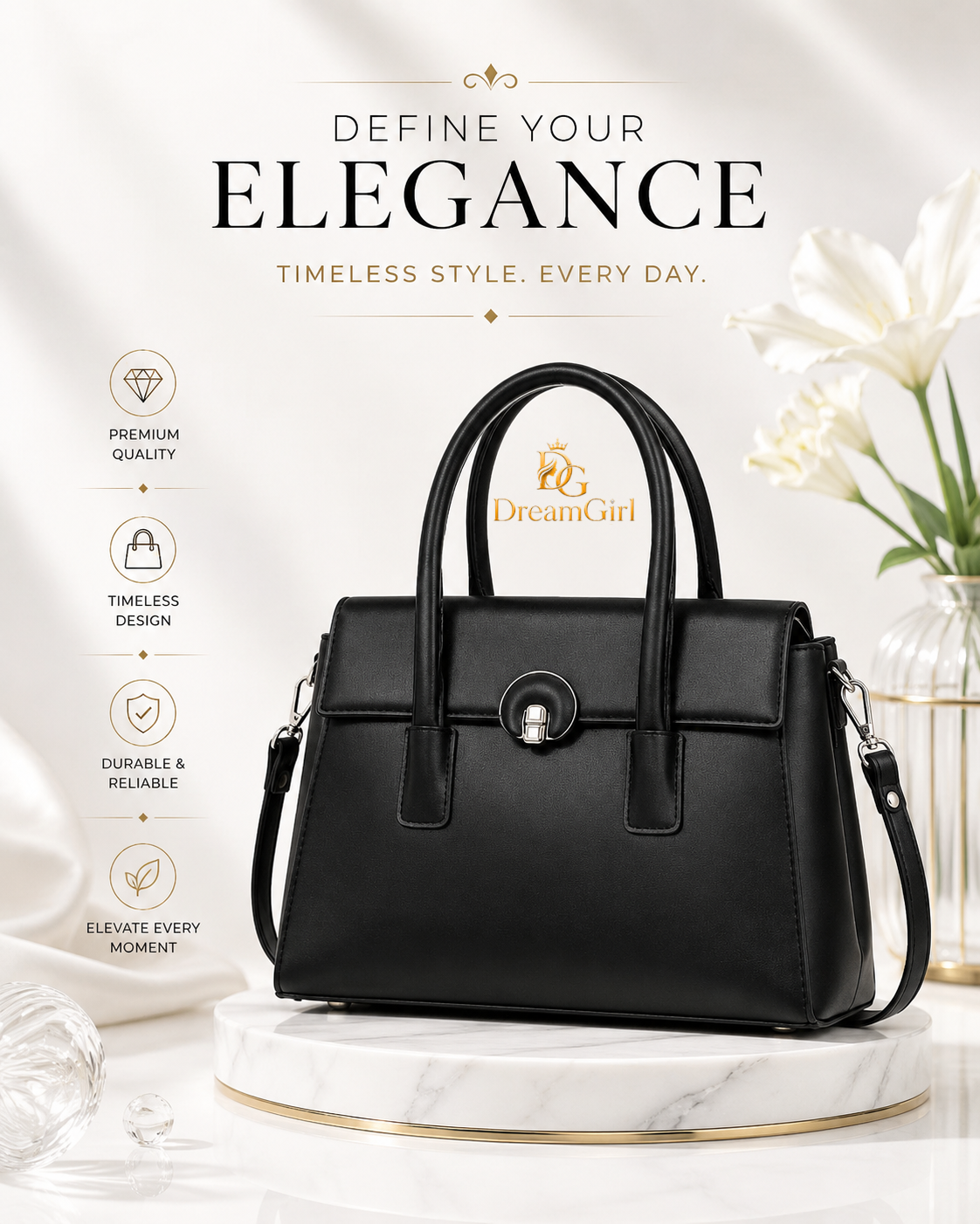 Black handbag for women