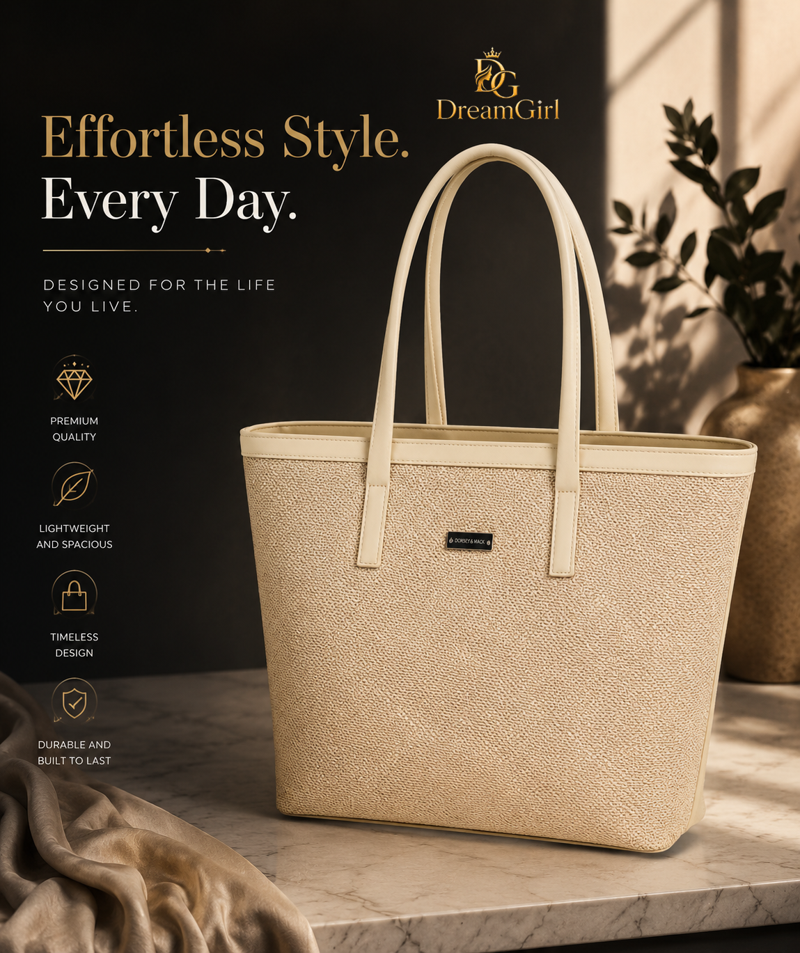 Textured cream tote bag